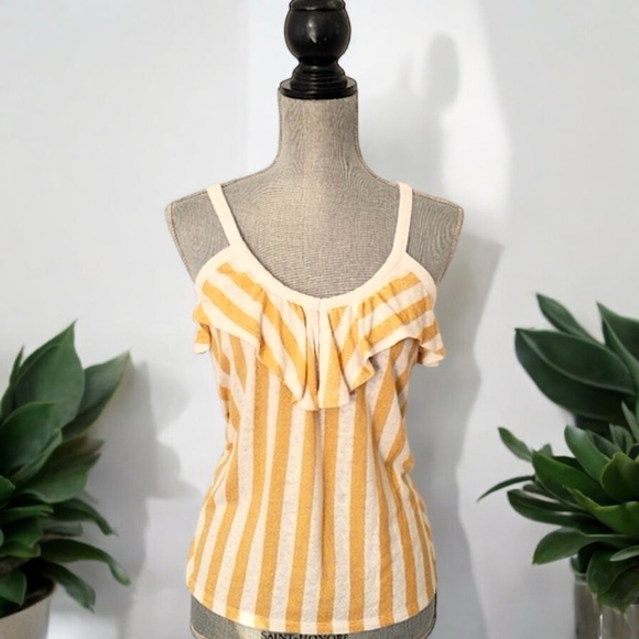 New Old Navy Yellow Stripe Sleeveless Flounce Top - Picture 10 of 16